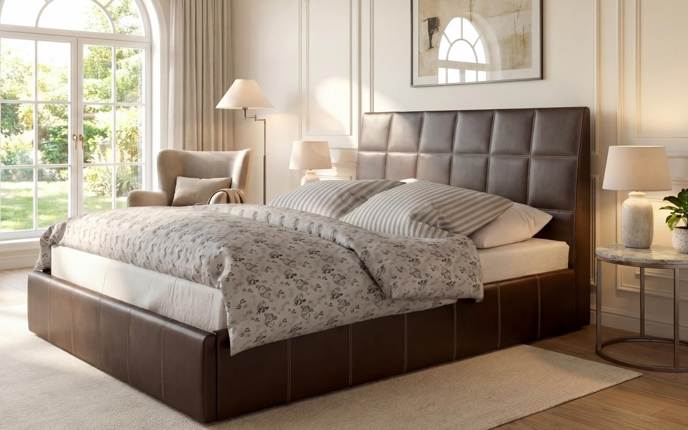 Upholstered double bed for mattress 160/200 Kalina, Wenge  1